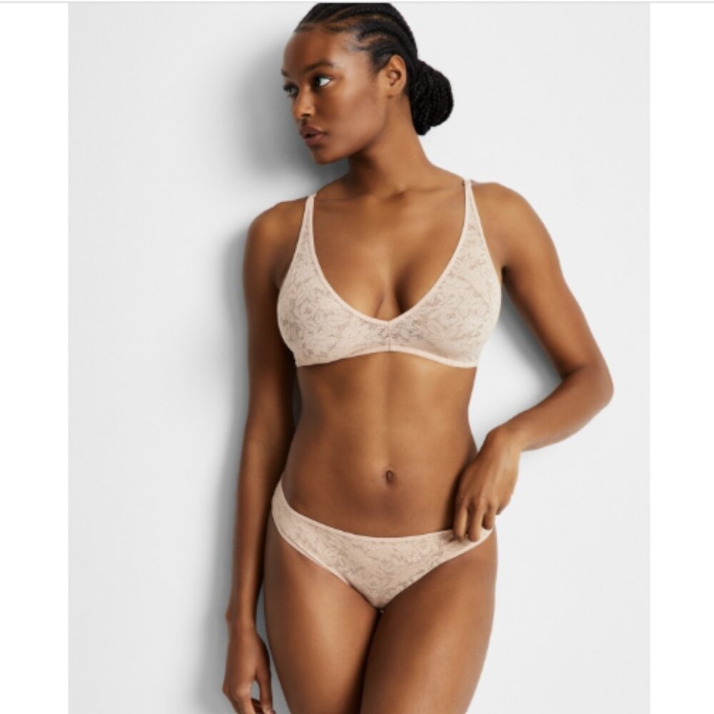 State of Day Women's Mesh Lace Bralette, Bra, Nude Blush, NWT